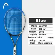 Head Pro Tennis Racket Carbon Black with Bag Overgrip Dampener Padel Racquet 414