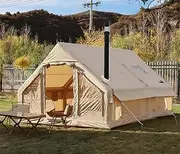 UNIISTRENGH Inflatable Camping Tent with Hand Pump, Air Glamping Tent, Easy Setup Waterproof Blow&Pop Up Tent with Privacy Screen,Stove Jack Hole and Carry Bag