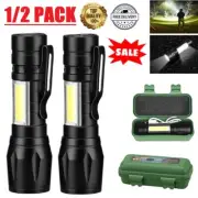 2x Led Flashlight USB Charging Mini Strong Light Portable Tactical Flashlight US