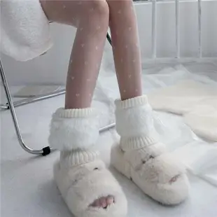 日系JK毛毛襪套翻口保暖仿皮草針織堆堆襪子女學生可愛小腿套春秋