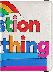 [Amooorous] Colorful Question Everything Leather decorative passport book holder Travel Documents Organizer Protector Document Organizer Holder Accessories Ultra Slim, colorful question everything, 1 size