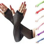 Fishnet Fingerless Gloves Pink - One Size