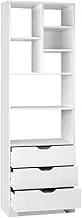Artiss Bookshelf, 3 Drawer Shelf Chest of Drawers Corner Shelves Display Cabinet Bookcase Bookshelves Cube Storage Unit Home Living Room Bedroom Office Furniture, 180cm Height White