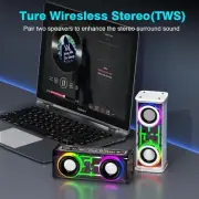 Transparent Mecha Wireless Speaker Colorful Light 1800mAh for Outdoor Home Party