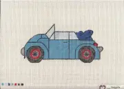New Hand Painted Needlepoint canvas- Blue VW
