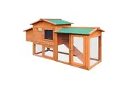 Wooden Chicken Run Coop Rabbit House Bunny Duck Hutch Hen Cage Nesting Box Enclosure Outdoor 2 Stories XL 178cm