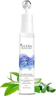 Ultra Healthcare Under Eye Gel with Cooling Massage Roller to Reduce Dark Circles, Puffiness and Fine Lines with goodness of Green Tea & hyaluronic acid