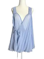 ASOS NWT Chiffon Pleated Hi Low Sheer Wrap Blouse Tank Top Light Blue 6 Small