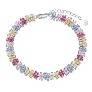 ANYCO Bracelet Delicate Bijoux 925 Sterling Silver Bracelet Jewelry Set Cubic Zirconia Pink Stone Diamond Tennis Bracelets Women