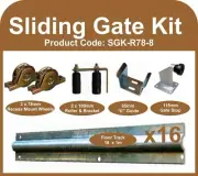 Complete Sliding Gate Hardware Kit for 8m Gate with 78mm recess mounted wheels