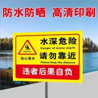 在飛比找Yahoo!奇摩拍賣優惠-【滿100元出貨】水深危險警示牌標識牌防溺水魚塘鋁標牌水塘請