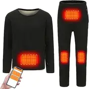 [IMYOGI] Cozy Heating Underwears Set, USB Electric Heated Shirt and Pant Smart APP Control Thermal Baselayer for Man Women
