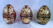 Beautiful red glass dosa "EGG" 18 cm decorated enamel and gold