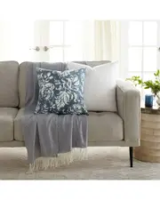 Home Collection Pack of 2 Slub Distressed Floral Throw Pillows