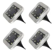 4 Pack Solar Powered LED Square Buried Inground Light Garden Outdoor Deck Path