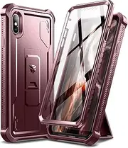 Dexnor Case for iPhone Xs MAX 360 Full Body Heavy Duty Rugged Shockproof Military Drop Tested Protective Cover Built in Screen Protector and Kickstand for iPhone Xs MAX-Magic Red
