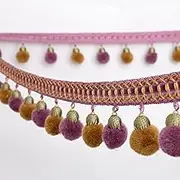 Tassel Fringe Trim, 3 Meters Hanging Pompom Ball Fringe Trim Curtain Tassel Sewing Trimming Lace DIY Crafts Sofa Tablecloth Home Decor(Purple)