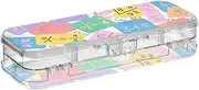 Yoogain Colorful Cartoon Mathematical Formula Clear Plastic Pencil Box Double Deck Pens Case Boxes For Stationery Supplies With Snap And Lid