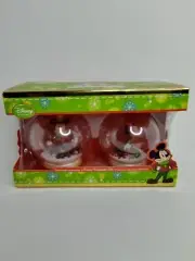 Mickey & Minnie Mouse Glass Snow Globe Ornaments in Box Disney Store