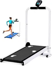 Foldable Treadmill LED Display Jog Machine Aerobic Sport Fitness Equipment Mini Treadmill Home Silent Folding Walker Easy to Move(Black)