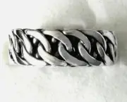Heavy Sterling Silver Artisan Band Ring / size 10 / 925 Sterling Silver / 13.5g