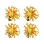 4pcs Napkin Rings Set Eye-catching Delicate Flower Bee Napkin Rings Set Alloy