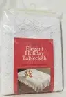 Elegant Holiday Tablecloth 58x86 White Oval Tablecloth New NOS Poinsettia USA