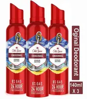 Old Spice Original Deodorant Body Spray - 140 ml (Pack of 3) Free Shipping