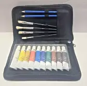 pre BY NICOLE SET 10 TUBES SEALED OIL PAINTS .4 fl oz PENCILS BRUSHES IN CASE