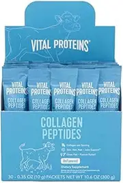 Vital Proteins Collagen Peptides Powder Supplement (Type I, III) Travel Packs, Hydrolyzed Collagen for Skin Hair Nail Joint - Dairy & Gluten Free - 10g per Serving - Unflavored 30 ct per Box