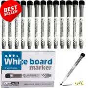 Whiteboard Pens - 12 Pack Low Odor Magnetic Fine Tip Markers with Erasers