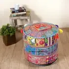 18" Indian Ottoman Pouf Cover Vintage Patchwork Footstool Seat Pouffe Turquoise