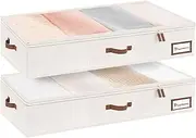 StorageWorks Extra Large Under Bed Storage Containers with Handles and Label Holder, 2 Pack Ultra-thick Fabric Underbed Bins, Closet Organizer for Clothes, Blankets, Sweater