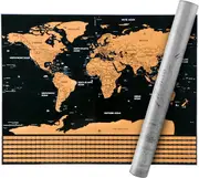 Scratch Off World Map Poster Interactive Travel Atlas Decor Large e