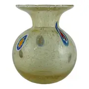 Murano Glass Vase Yellow Multi Millefiori Handmade Venice 13cm