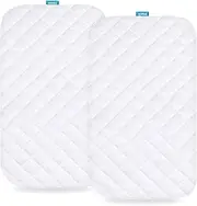 Waterproof Quilted Bassinet Mattress Pad Cover Compatible with Arm's Reach Clear-Vue, Cambria, Mini Ezee 2 in 1Co-Sleeper Bassinet 2 Pack, Ultra Soft Viscose Made from Bamboo Terry Surface