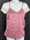 Vintage W/Tags Combo Satin Lace Cami Top XS Ivory Mauve 90s Clueless Fairy Y2K