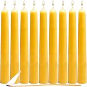Beeswax Taper Candles 100% Pure Natural Refined with Chemical Free Cotton 12 Pack (12 Pack Yellow 4 Hours)