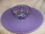 NEW PURPLE GLASS GRAPES 2 PC CHIP & DIP 13"D MADE IN USA BY LATE MARCIA MAGOON