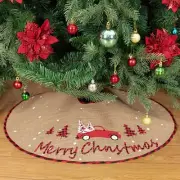 N&T NIETING Christmas Tree Skirt, 30 Inch Rustic Burlap Tree Skirt with Red T...