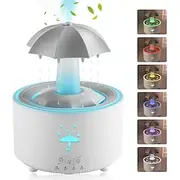 Rain Umbrella Humidifier Aroma Diffuser with Soothing Rain Sounds, Water Drip Effect, 7 Colors Mood Light, Timer and Auto-Off, Ideal for Relaxation, Sleep, Ho