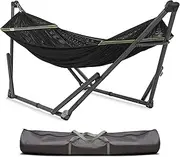 Tranquillo Uniki 3-Year Warranty Hammock Stand, 30s Foldable Hammock with Stand, 550 lbs Capacity Camping Hammock Stand, Instant Portable & Durable Hammock Stand, Premium Hammock, Black