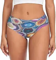 [RPLIFE] Colorful Agate Slices Panties Briefs, Breathable Brief, Comfort Underwear Women, Large Underwear