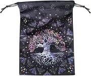 Tarot Card Pouch - Tarot Card Bag | Tarot Card Carrying Bag | Moon Phase Tarot Pouches with Drawstrings | Flannel Tarot Deck Storage Bag for Tarot Accessories Oracle Decks, Dice Runes Gems