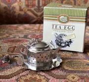 Cha Cult Tea Egg w Drip Catcher Infuser & Plate NEW in Box ~Leaves Bag
