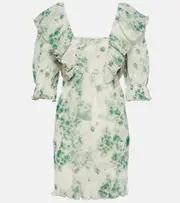 [Ganni] Ganni Pleated georgette minidress AU 16 green
