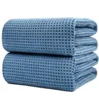 Microfiber Quick Dry Lint Free Bath Sheet, 70 x 35 in, Set of 2 (Blue, Waffle...