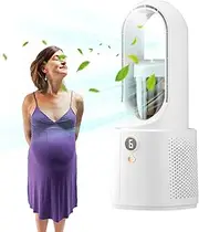 Bladeless Fan for Bedroom | Rechargeable Portable Quiet USB Cooling Fan,Night Light Arched Mute 6-Speed Humidification Fan for Bedside Buniq