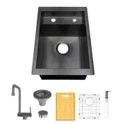 Glacier Bay Zero Radius 15 in Undermount 18G SS All-IN-One Bar Sink Gunmetal