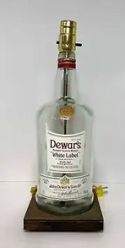Handmade Dewar's Scotch Large Liquor Bottle Table Lamp Bar Lounge Desk Light